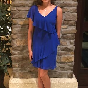 Ralph Lauren Women’s Blue V-Neck Ruffled Sleeveless Dress